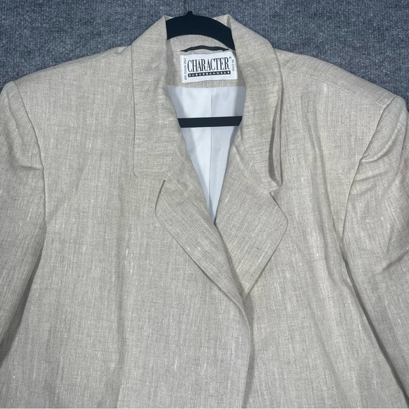 Character Womens 16 Beige 100% Pure Linen Blazer Business Spring Minimalist - Picture 3 of 11